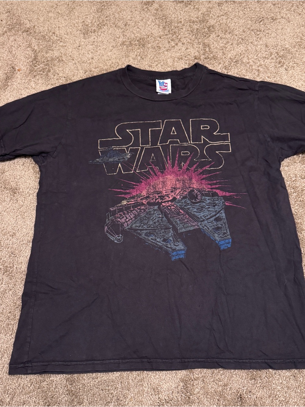 Vintage Star Wars Junkfood Shirt Mens Large Black Short Sleeve Graphic Logo USA